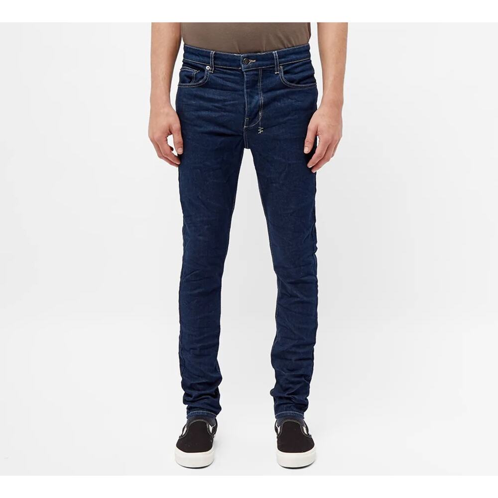 Ksubi Chitch Petrol Dark Wash Button Fly Tapered Jeans Mens Size 29 Embroidered